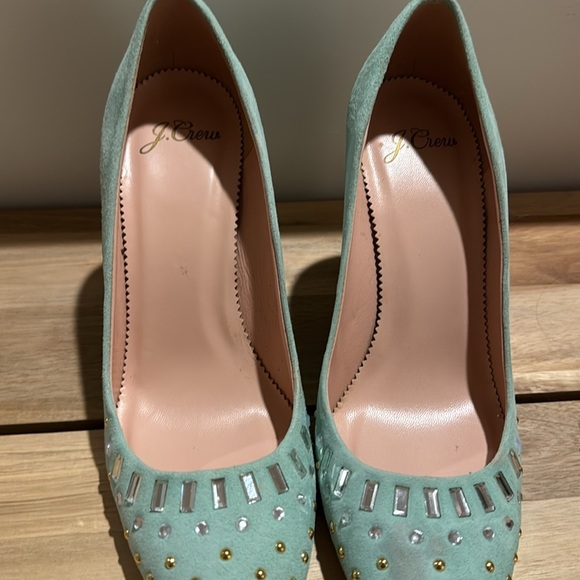 Mint embellished studded  J Crew pumps size 6 - Picture 4 of 10